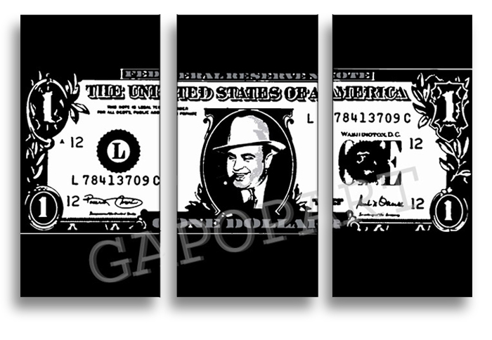 Al Capone DOLLAR 3 dielny POP ART obraz na stenu