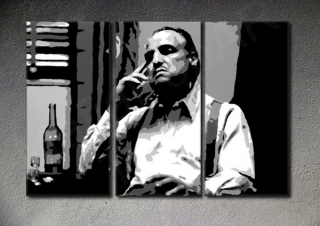 The Godfather Vito Corleone Marlon Brando 3 dielny POP ART obraz na stenu